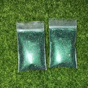 Green mixes of glitters full bags for nail art or makeup or diy